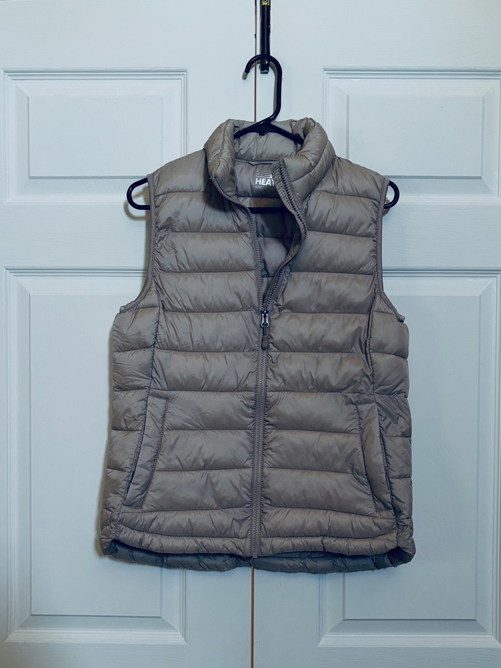 32 Degrees Heat Women’s Small Taupe Puffer Vest Quilted Full Zip Lightweight